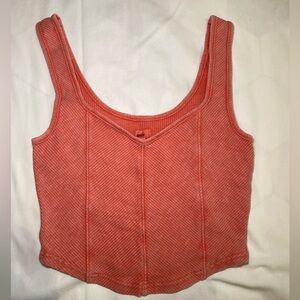 Aerie Coral Ribbed Crop Top